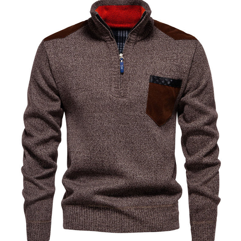 Herren Pullover mit halbhohem Kragen und modischen Akzenten R&B