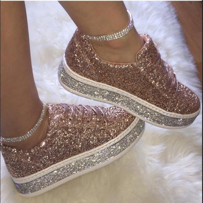 Damen Glitzernde Plateau-Sneaker R&B