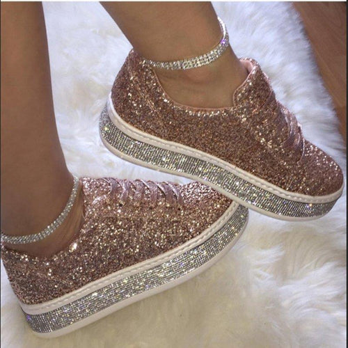 Damen Glitzernde Plateau-Sneaker R&B