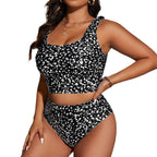 Damen Hochgeschnittener Bikini mit floralem Design und sportlichem Crop-Top R&B