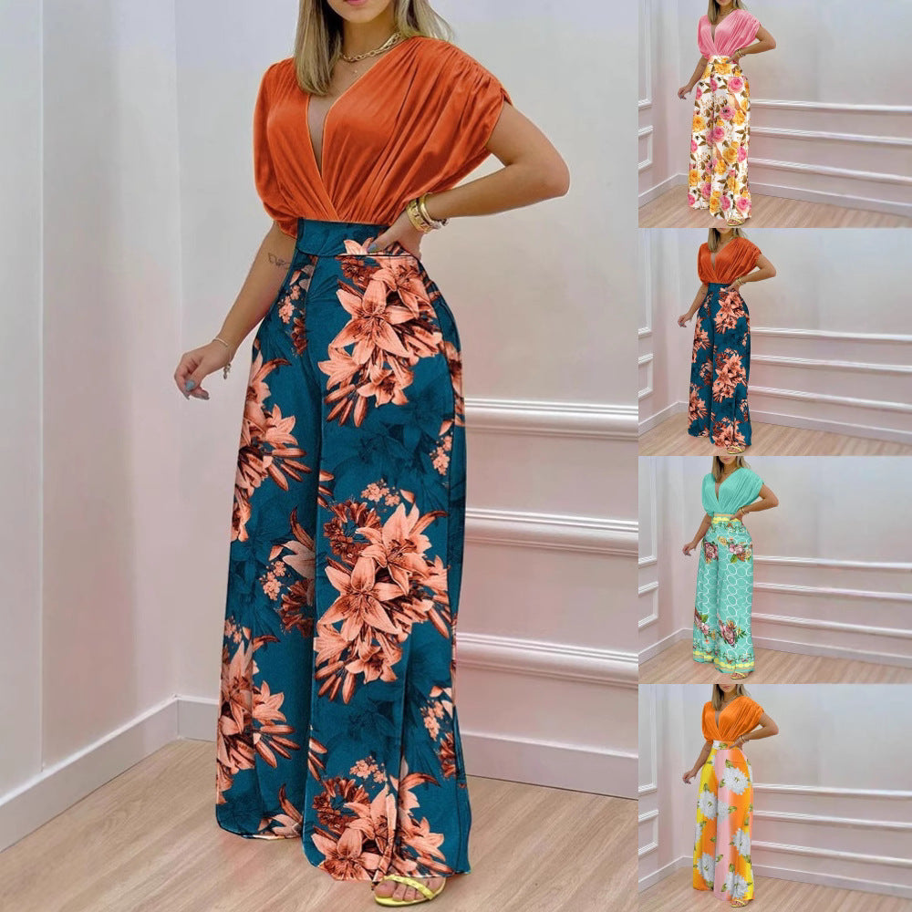Damen Weit geschnittene Sommerhose mit floralem Design R&B
