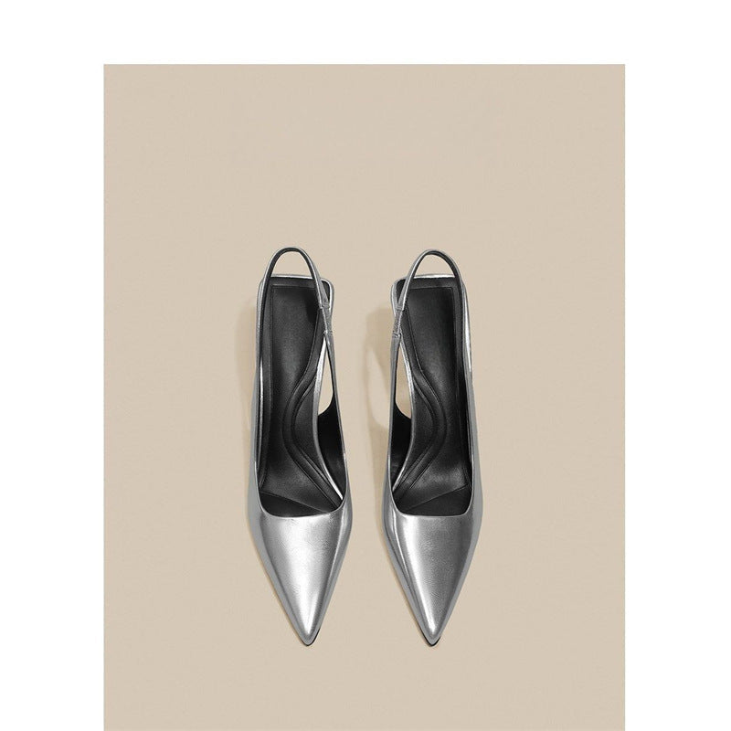 Damen Slingback High Heel Pumps mit elegantem metallic Finish R&B