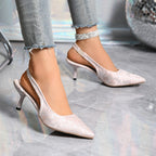 Damen elegante Slingback-Pumps mit floralem Jacquard-Muster R&B