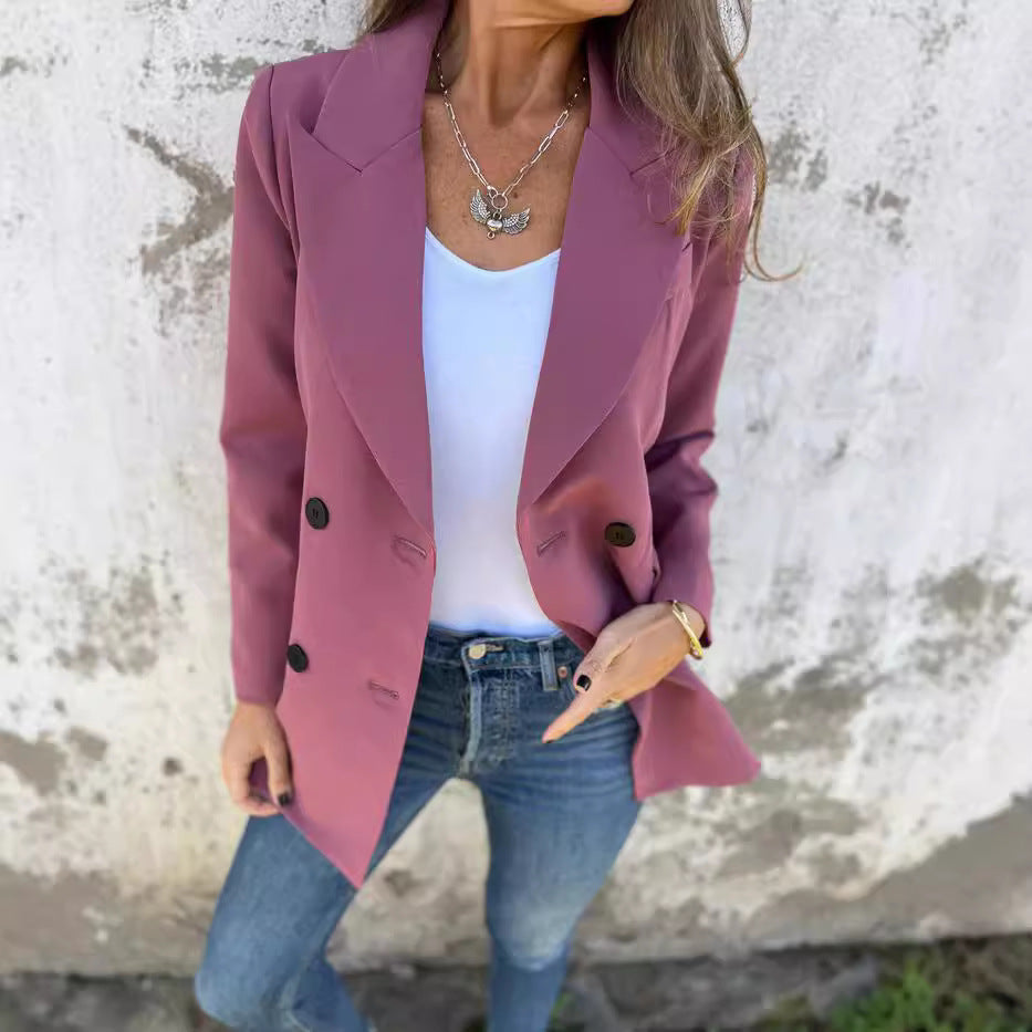 Damen Eleganter Double-Breasted Blazer mit zeitlosem Schnitt und leichten Schulterpolstern R&B