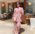 Damen Elegante Businessanzug mit oversized Blazer und weitem Hosenstil