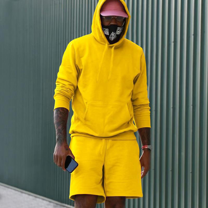 R&B Herren Hoodie-Shorts-Set mit Kängurutasche
