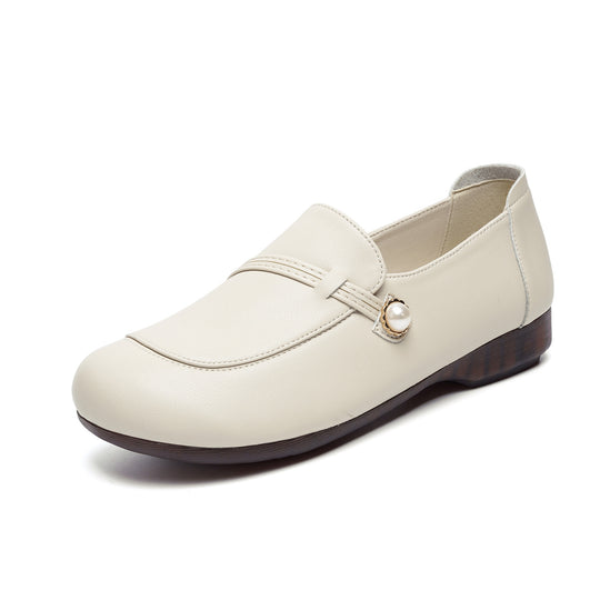 Damen Elegante Mokassins mit geschmackvollem Perlenschnalle R&B