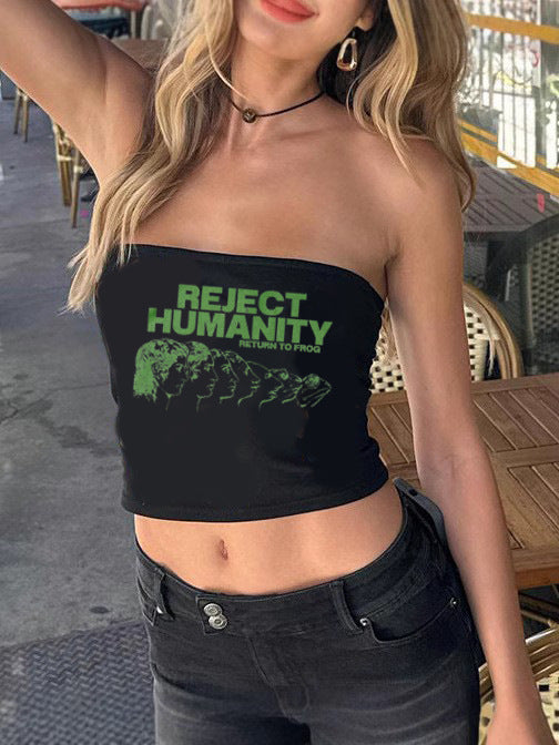 Damen Bandeau-Oberteil mit kreativem Grafikdruck R&B