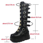 Damen Plattform Stiefel mit modischem Schnallen-Design und stabiler Sohle R&B