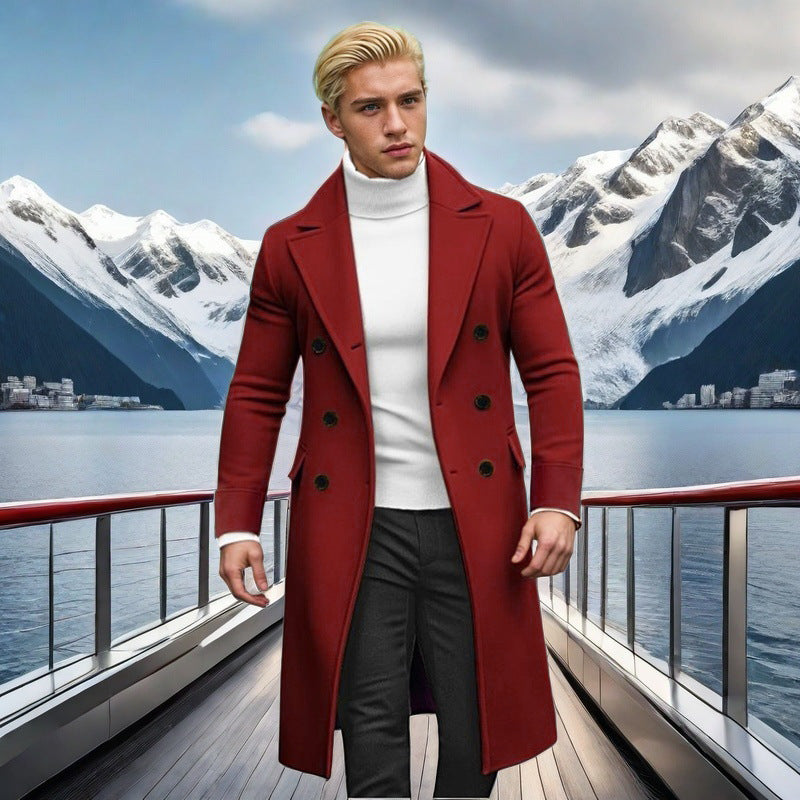 Herren eleganter doppelt-knopf Mantel mit hohem Kragen R&B