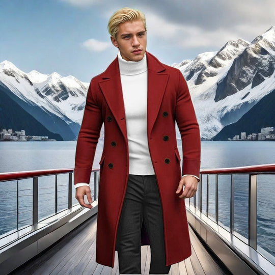 Herren eleganter doppelt-knopf Mantel mit hohem Kragen R&B