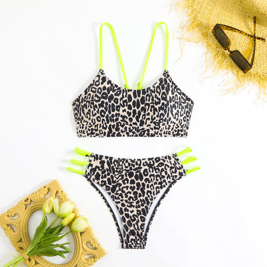 Damen Sportliches Bikini-Set mit trendigem Leopardenmuster R&B