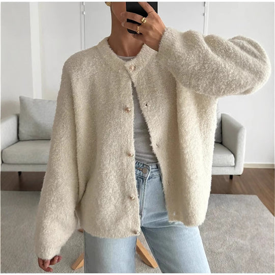 Damen Fluffiger Boucle-Pullover R&B