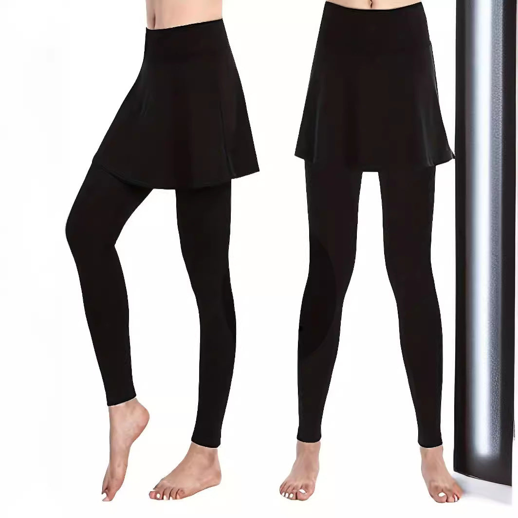 Damen Leggings mit rockähnlicher Einlage und hohem Bund R&B
