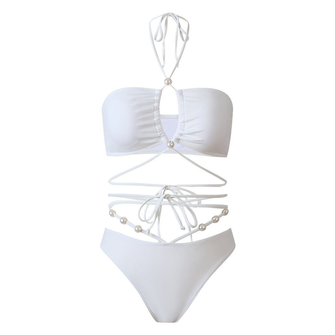 Damen Bikini-Set mit raffinierten Linien und eleganten Perlendetails R&B