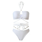 Damen Bikini-Set mit raffinierten Linien und eleganten Perlendetails R&B