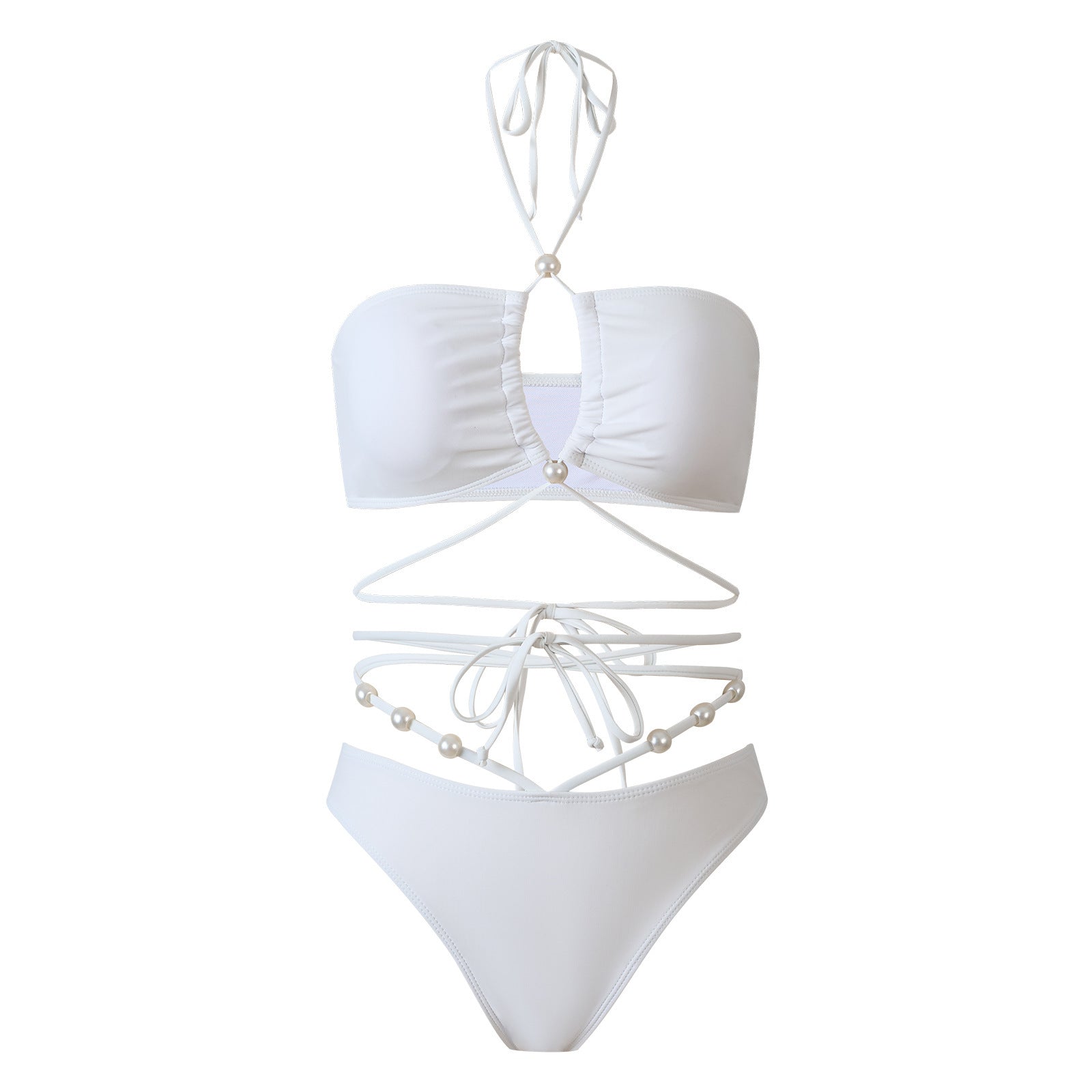 Damen Bikini-Set mit raffinierten Linien und eleganten Perlendetails R&B