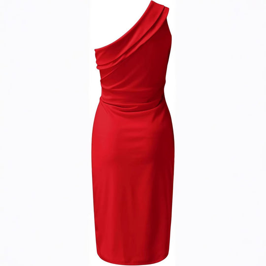 Damen Elegantes Wickelkleid mit asymmetrischem Ausschnitt und Taillengürtel R&B