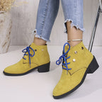Damen modische Stiefeletten mit auffälligen Schnürdetails und stabiler Profilsohle R&B