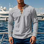 Herren Langarm-Henley-Shirt mit strukturiertem Design und Knopfdetails R&B