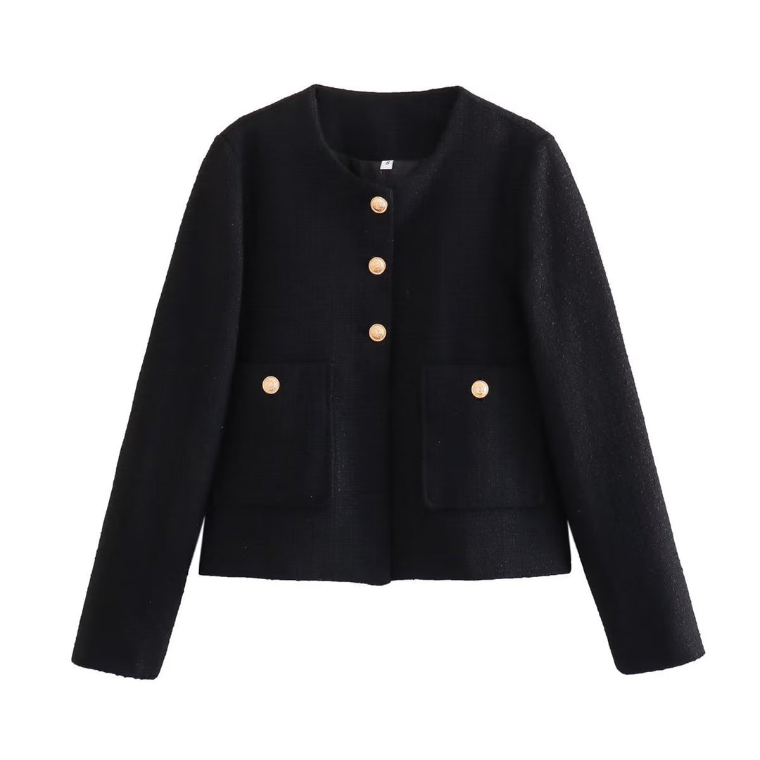 Damen Kurze Tweedjacke mit dekorativen Knöpfen R&B