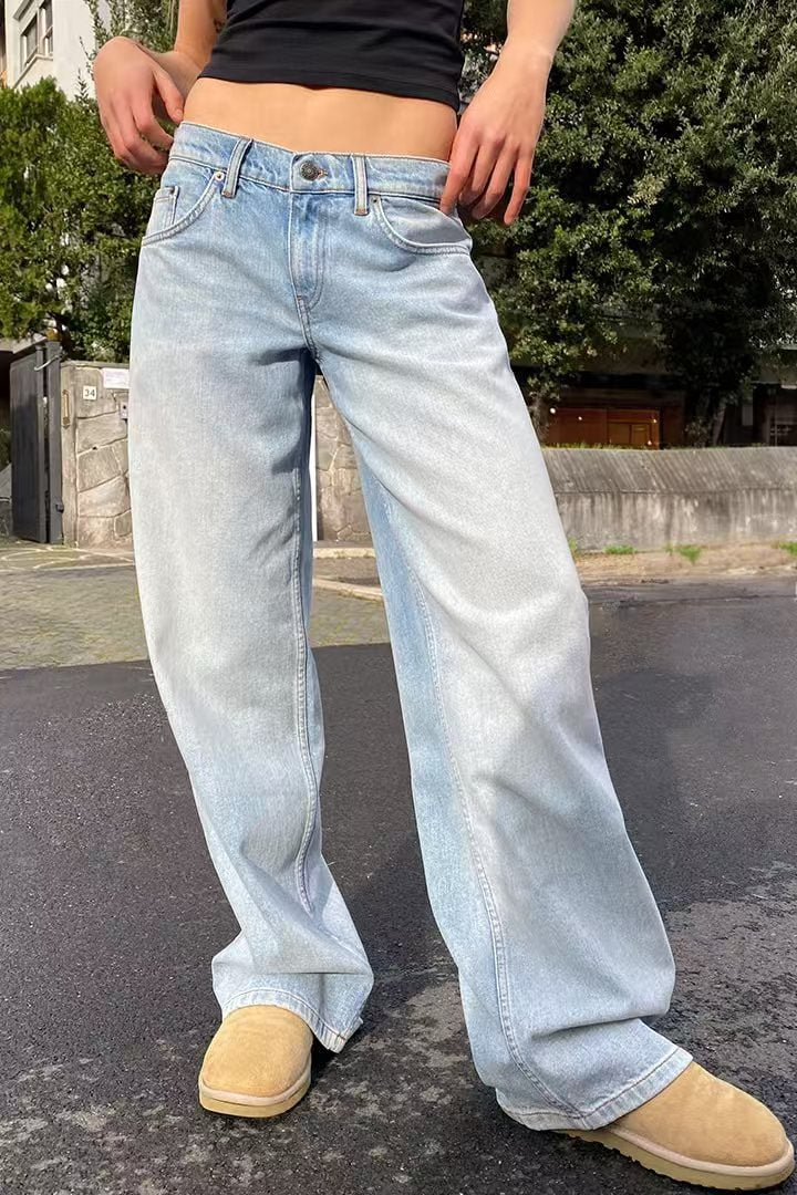 Damen Modische Weitjeans mit hohem Bund und vielseitigem Schnitt R&B