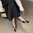 Damen elegante spitze Ballerinas mit funkelndem Schmuckdetail R&B