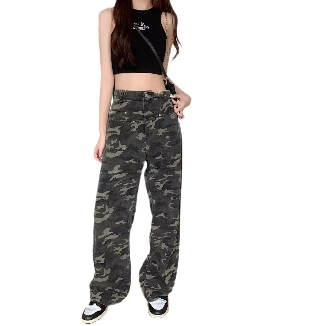 Damen Cargohose mit weitem Bein und modernem Camouflage-Muster R&B
