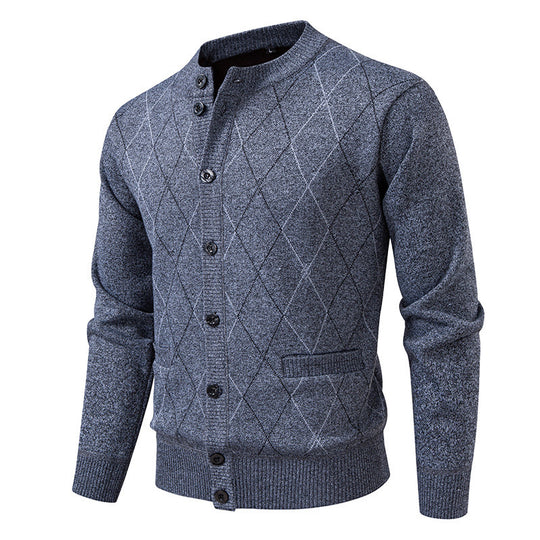 Herren Strickjacke mit modernen Rautenmustern und praktischen Taschen R&B