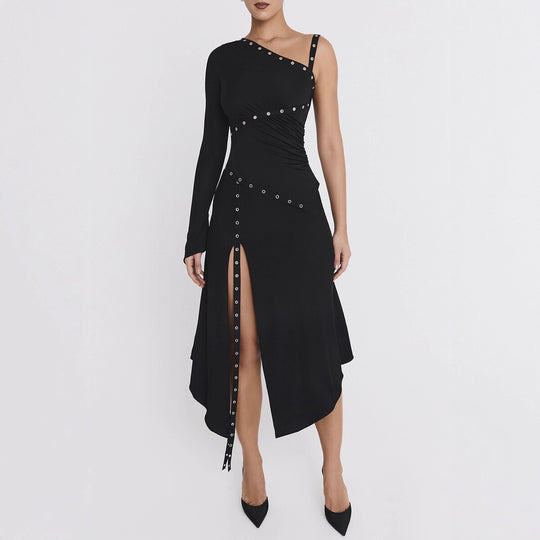 Damen Elegantes Oberteil mit asymmetrischem Schnitt und dekorativen Ösen R&B