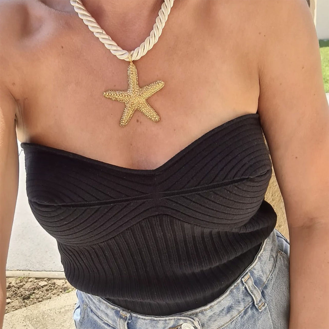 Damen Trägershirt aus strukturierter Baumwolle R&B