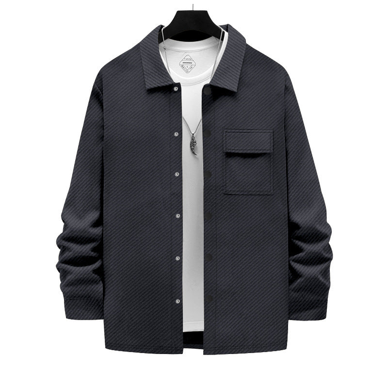 Herren modische Overshirt-Jacke mit strukturierter Oberfläche und praktischer Brusttasche R&B