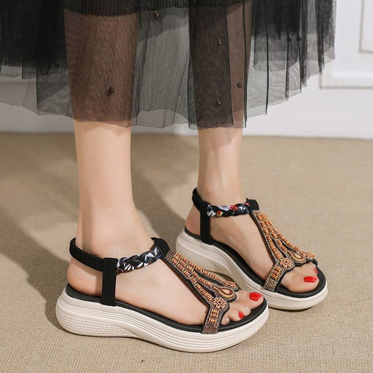 Damen Bequeme Sandalen mit dekorativen Verzierungen R&B