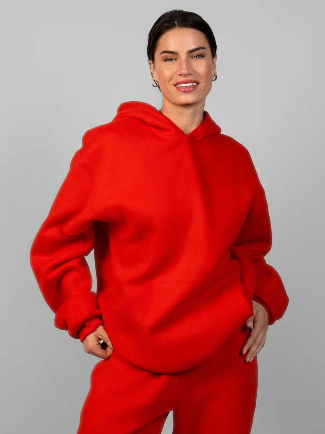 Damen lässiger Kapuzenpullover mit weitem Schnitt und Kängurutasche R&B