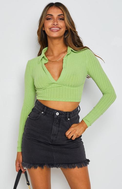 Damen lässiges Cropped Hemd mit V-Ausschnitt und Rippstruktur R&B