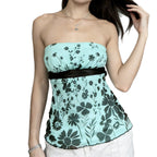 Damen Bandeau-Top mit floralem Druck und verstellbarem Gürtel R&B