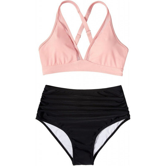 Damen Bikini-Set mit modischem Animalprint und Bicolor-Design R&B