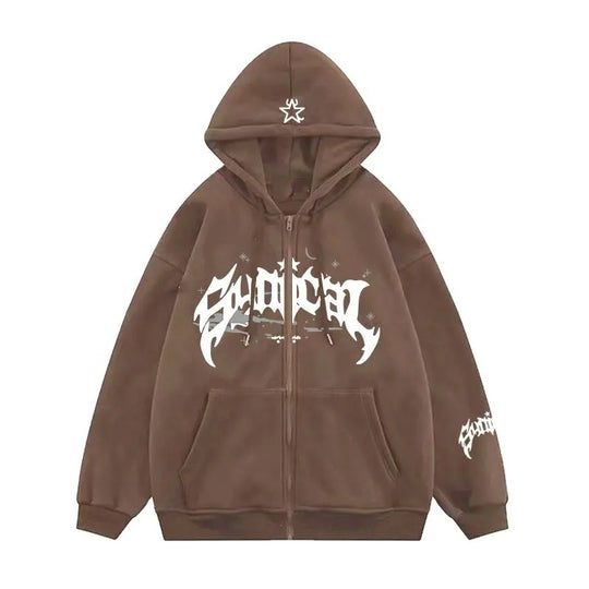 Damen Kapuzensweater mit urbanem Grafikelement und praktischen Taschen R&B