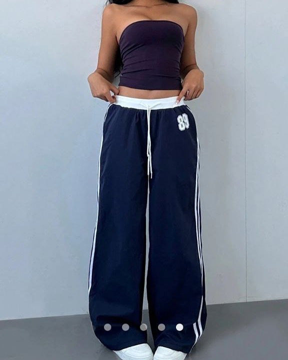 Damen Sportliche Jogginghose mit seitlichen Streifen R&B