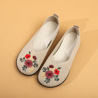 Damen Ballerinas mit floraler Stickerei und flexiblem Fußbett