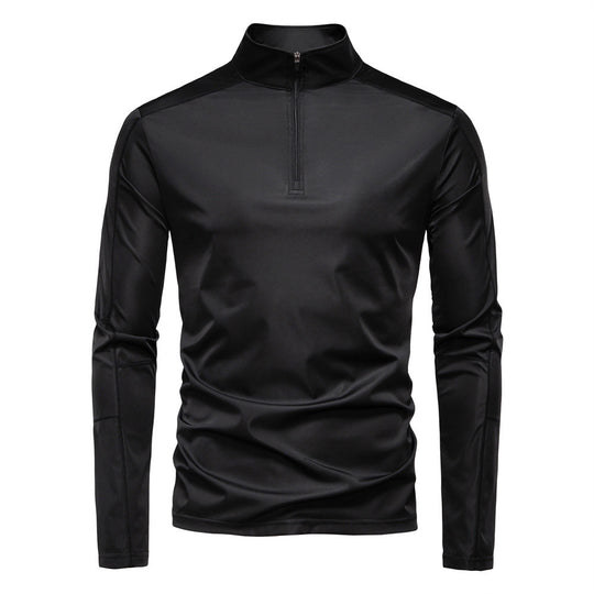 Herren nan Funktions-Langarmshirt mit Stehkragen und halbem Reißverschluss R&B