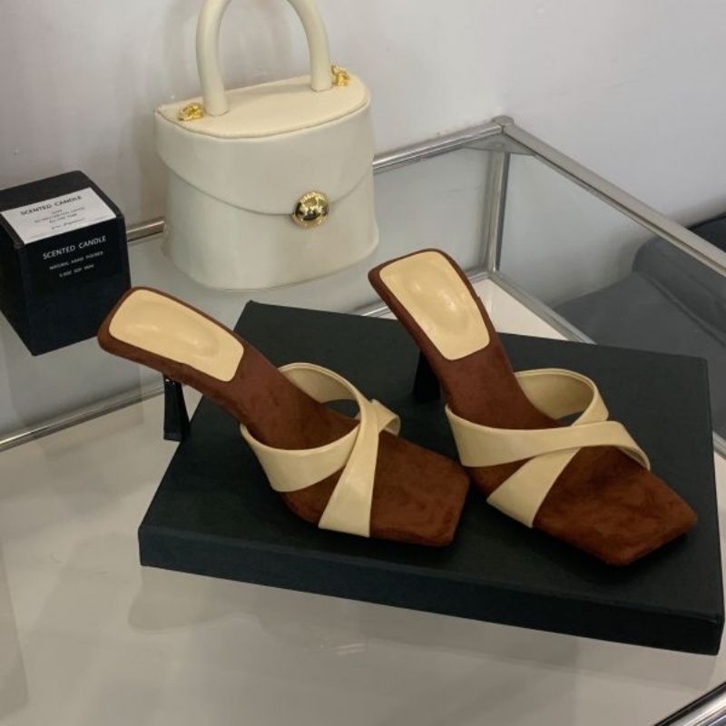 Damen Mules mit modischen Riemen und elegantem Blockabsatz R&B