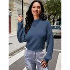 Damen Modischer Strickpullover mit weitem Ausschnitt R&B