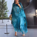 Damen fließendes Kaftan-Kleid mit auffälligem Muster R&B