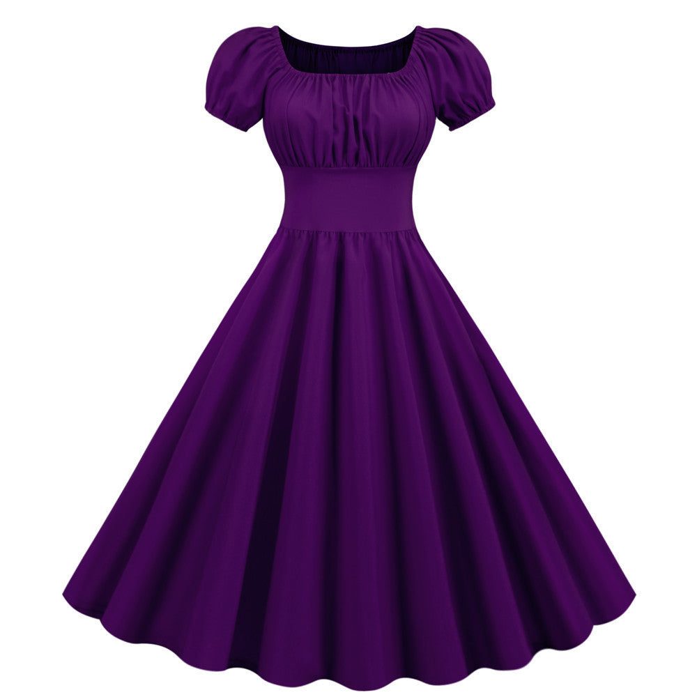Damen A-Linien Kleid mit Puffärmeln und Taillierung R&B
