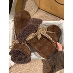 Damen Warme Fleece-Boots mit gefüttertem Innenfutter und dekorativen Schnürsenkeln R&B