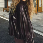 Damen Oversized Kunstlederjacke R&B