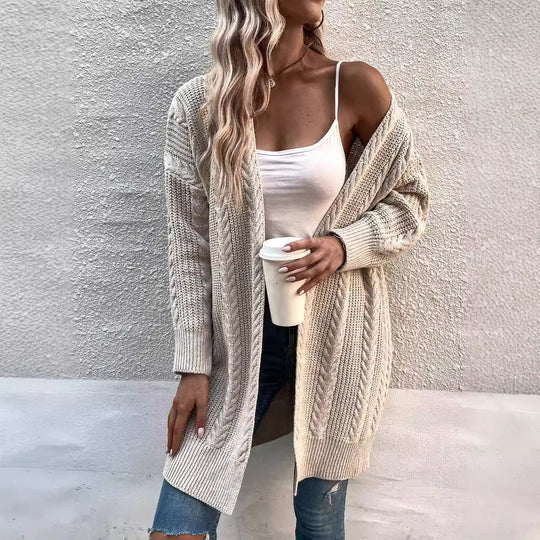 Damen Grobstrick Cardigan mit weitem Schnitt und strukturierter Optik R&B
