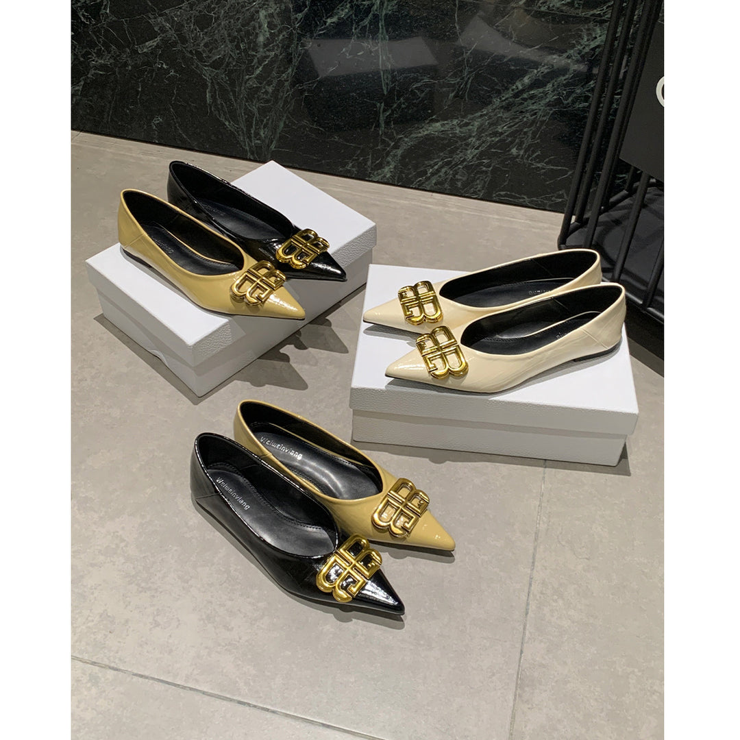 Damen elegante Ballerinas mit luxuriösem Metallakzent R&B