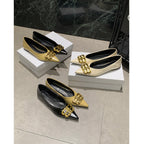 Damen elegante Ballerinas mit luxuriösem Metallakzent